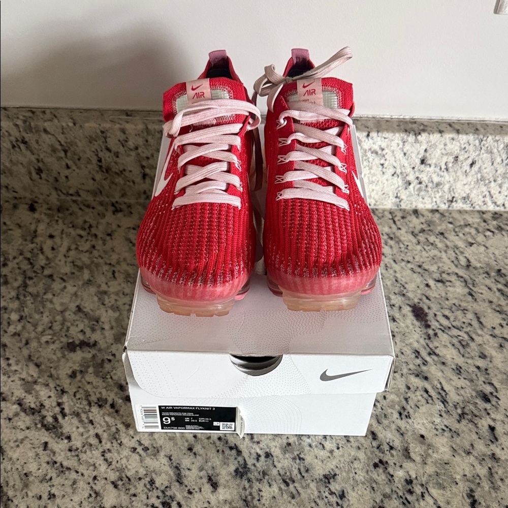 Nike Women Red and White Air VaporMax Sneakers